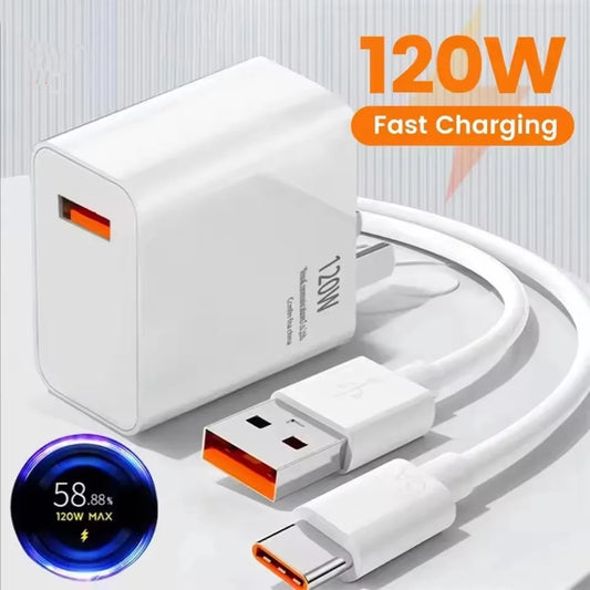 120W Turbo Fast Charger with 6A USB-C Cable