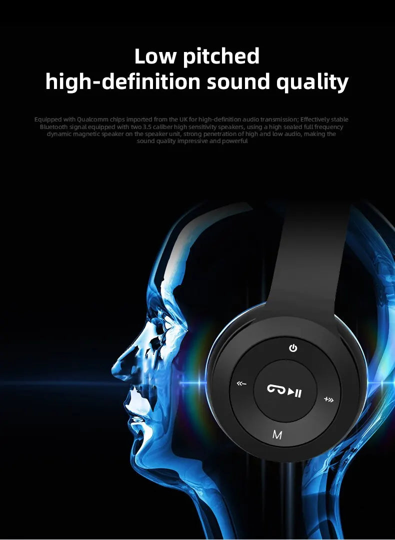 P47 Wireless Bluetooth 5.0 Headphones - Foldable Sports Gaming Headset
