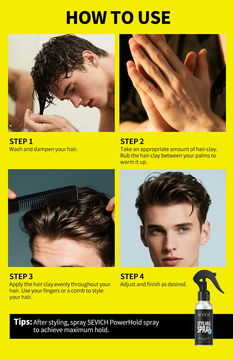 Professional Hair Clay - Strong Hold Styling Wax for Men