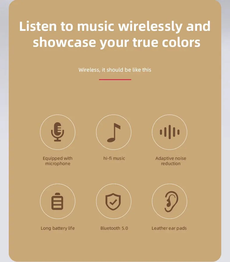 P47 Wireless Bluetooth 5.0 Headphones - Foldable Sports Gaming Headset