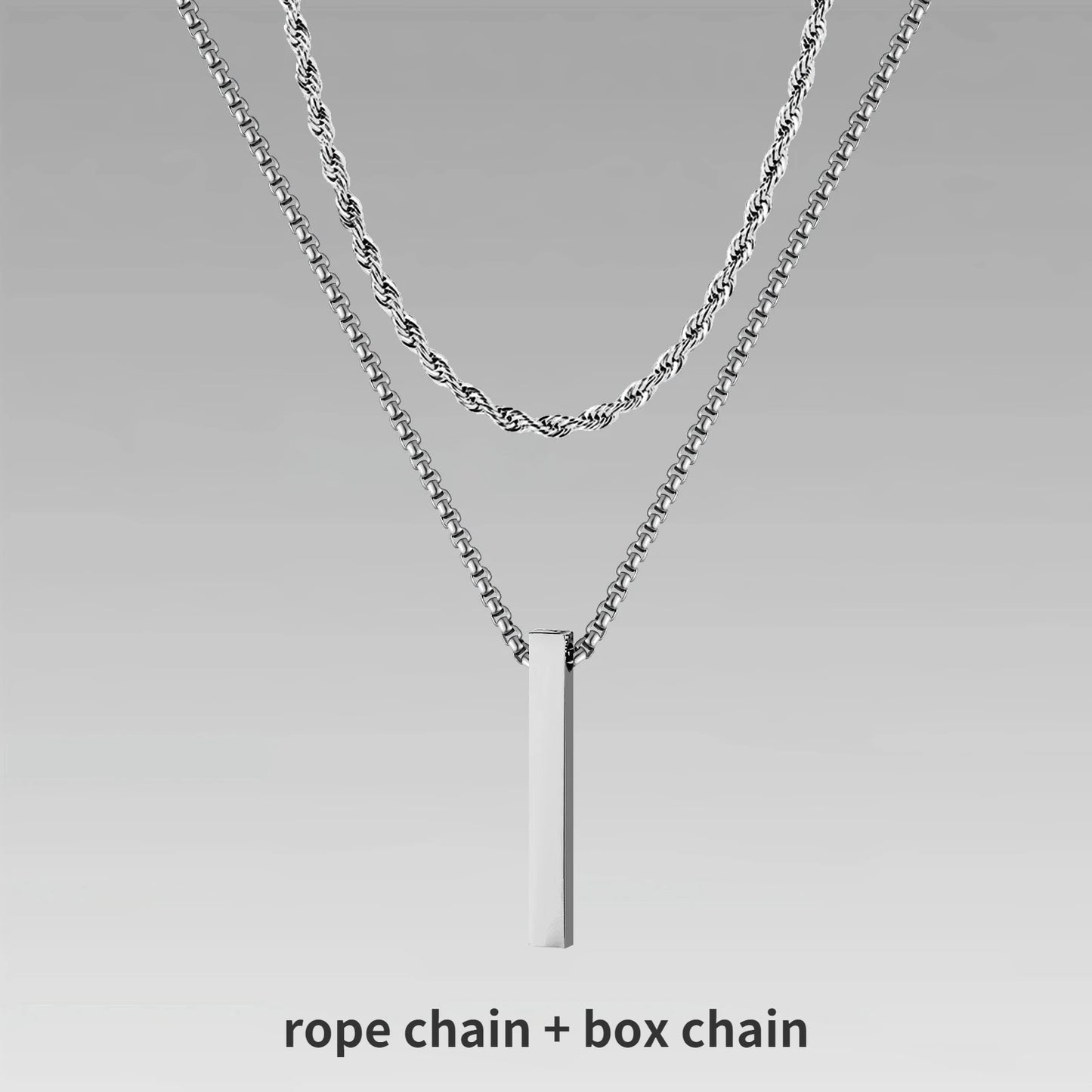 3D Vertical Bar Layered Necklace - Stainless Steel Geometric Pendant