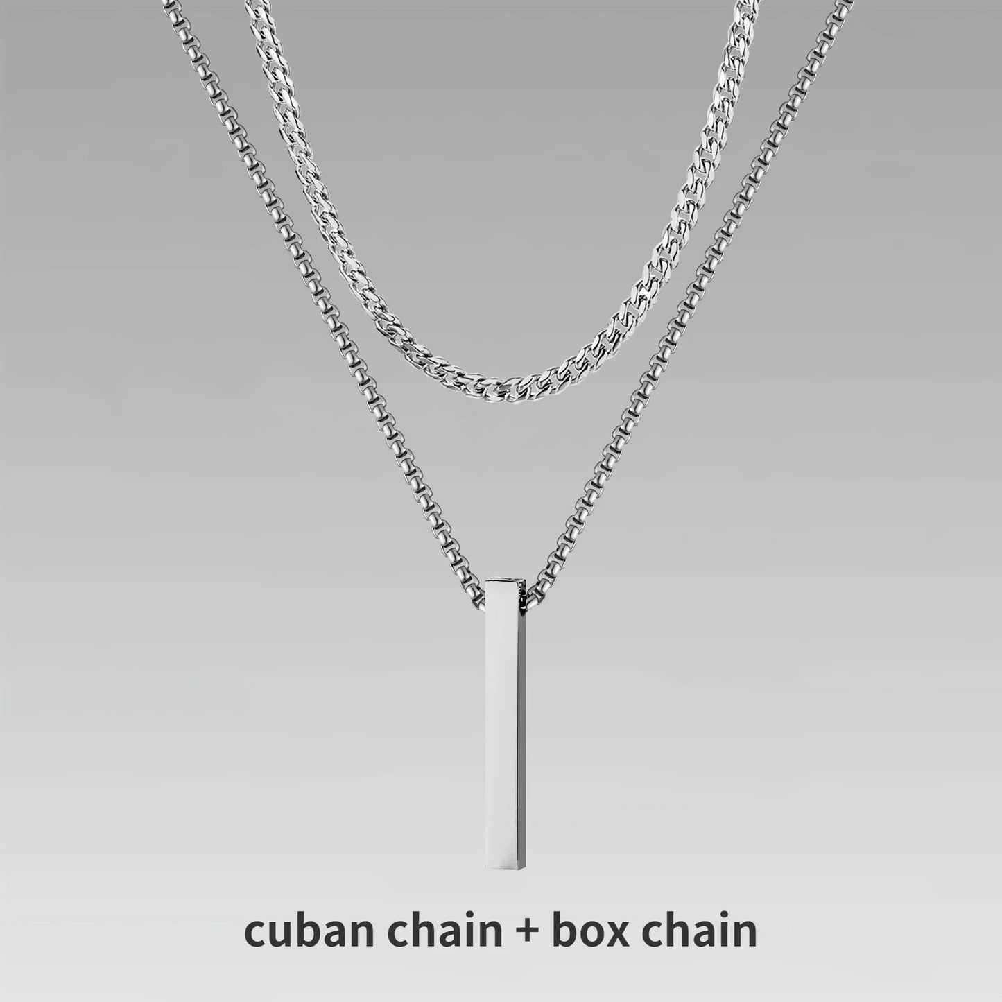 3D Vertical Bar Layered Necklace - Stainless Steel Geometric Pendant
