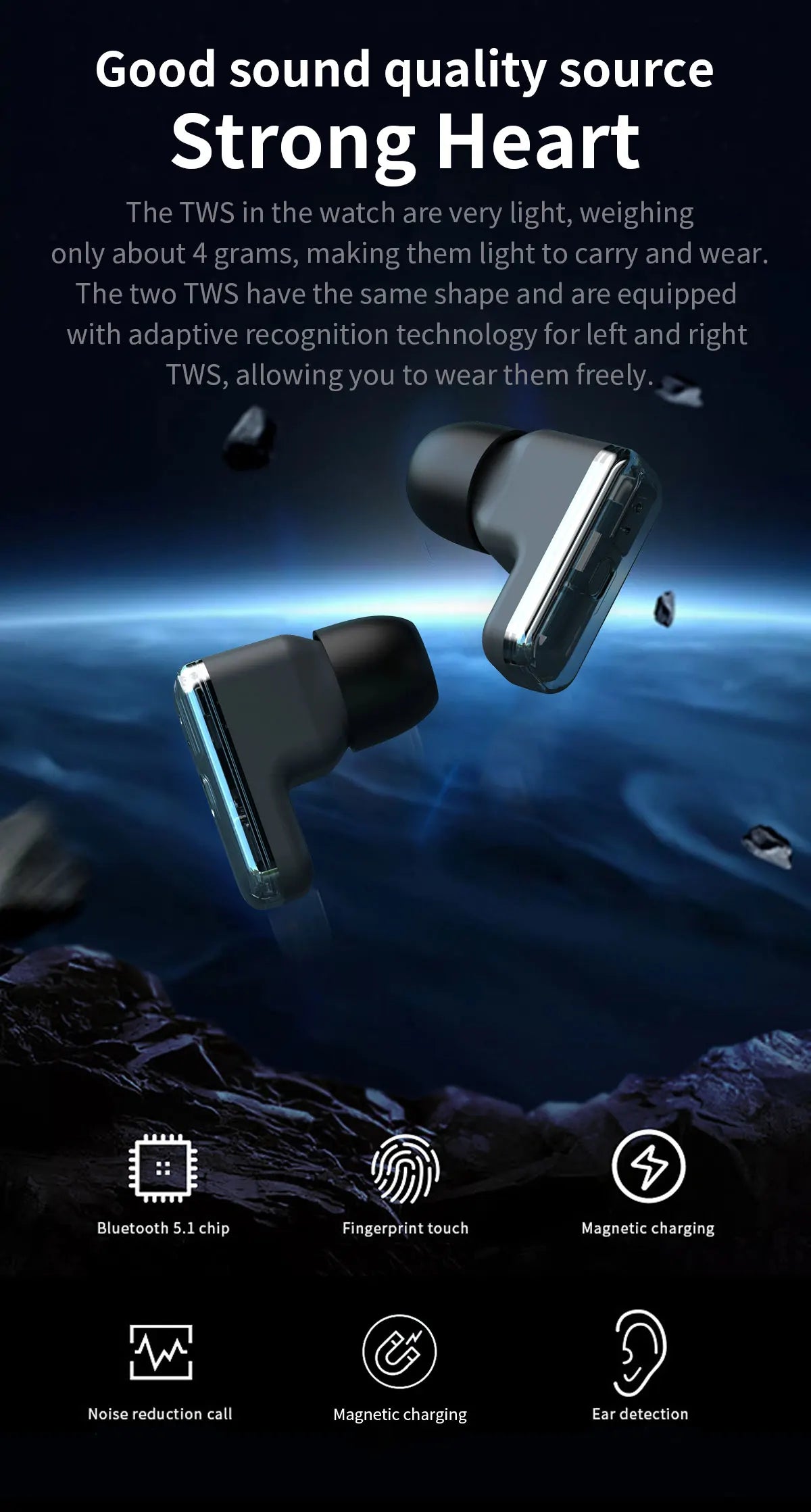 2-in-1 Smart Watch with Wireless Earbuds - Bluetooth Call & Health Monitor