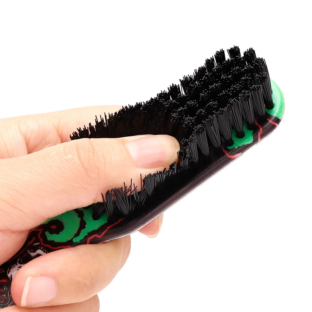 Double-sided Beard Comb - Printed Pattern Styling Brush Professional Shave Barber Broken Hair Remove Comb For Men