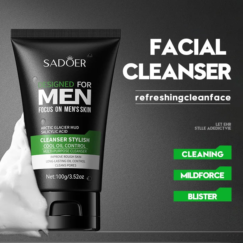 Deep Cleansing Facial Wash - Oil Control & Blackhead Removal for Men