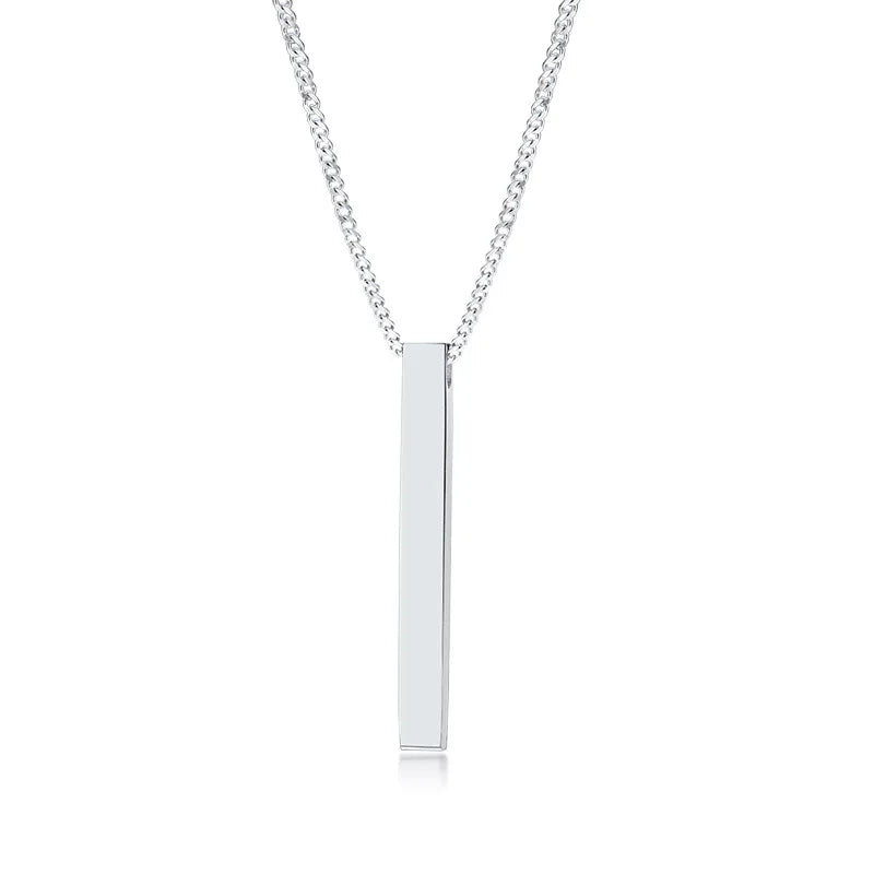 3D Vertical Bar Layered Necklace - Stainless Steel Geometric Pendant