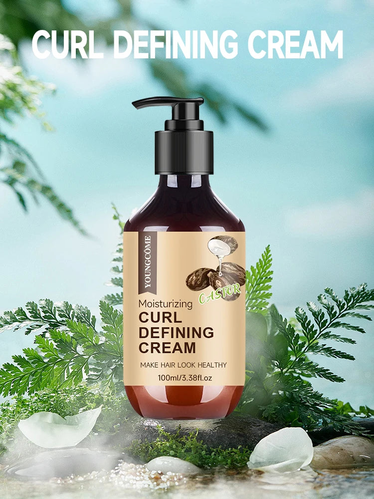 100ML Men's Castor Oil Curling Cream with Rosemary and Peppermint to Control Curling