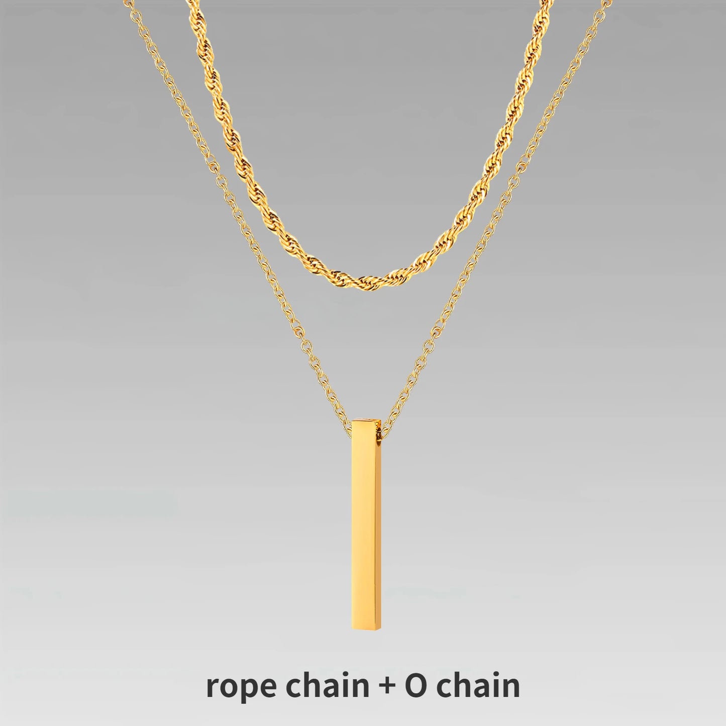 3D Vertical Bar Layered Necklace - Stainless Steel Geometric Pendant