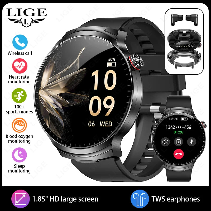 2-in-1 Smart Watch with Wireless Earbuds - Bluetooth Call & Health Monitor
