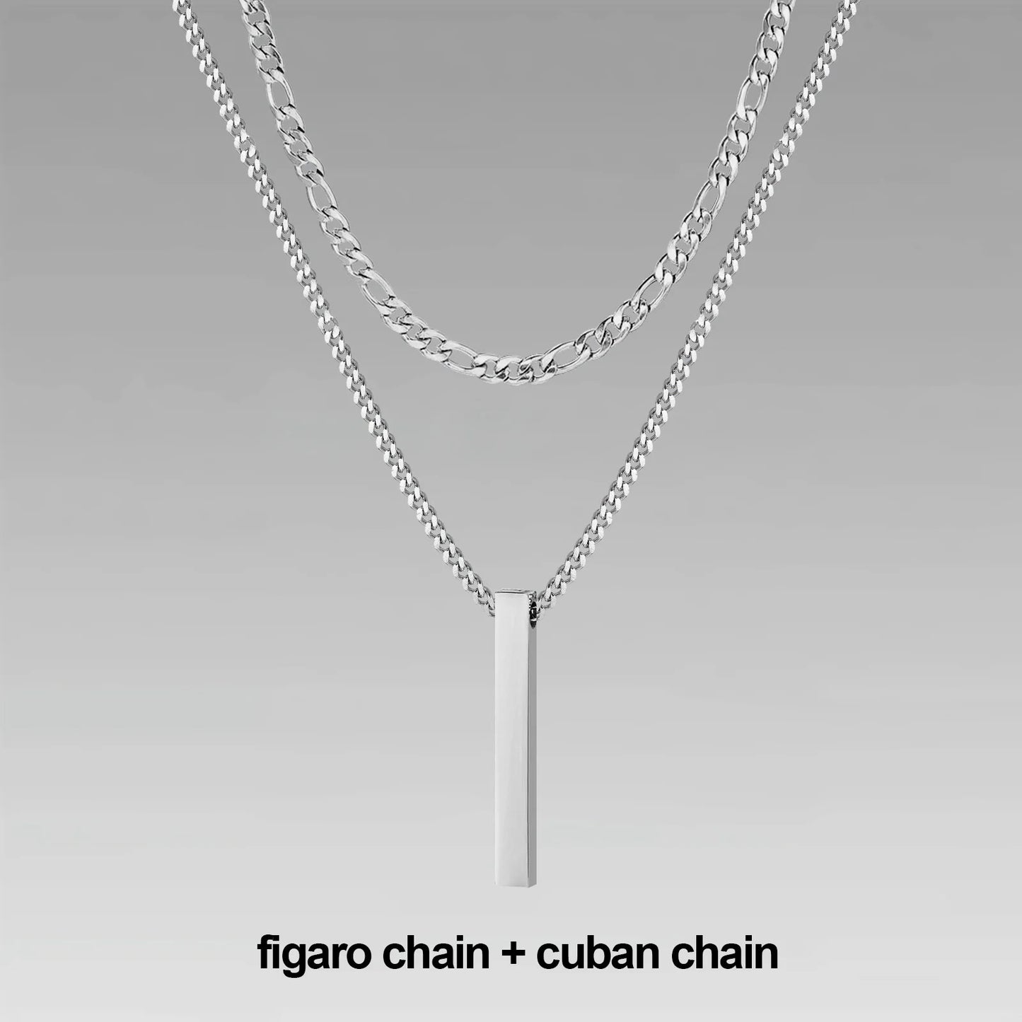 3D Vertical Bar Layered Necklace - Stainless Steel Geometric Pendant