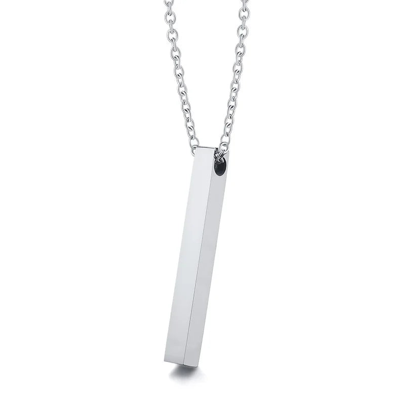 3D Vertical Bar Layered Necklace - Stainless Steel Geometric Pendant