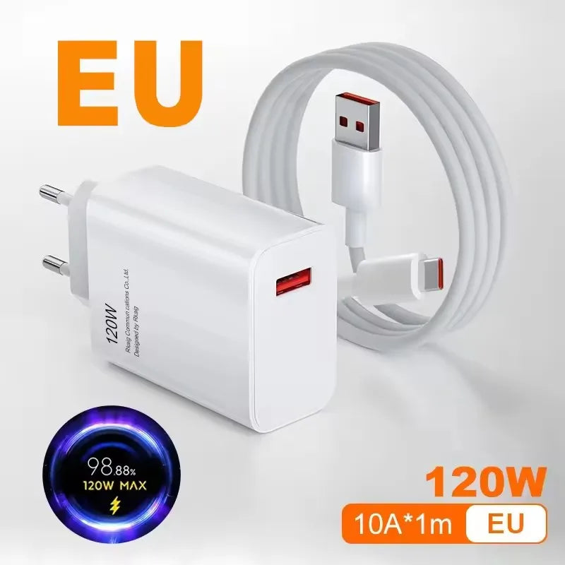 120W Turbo Fast Charger with 6A USB-C Cable