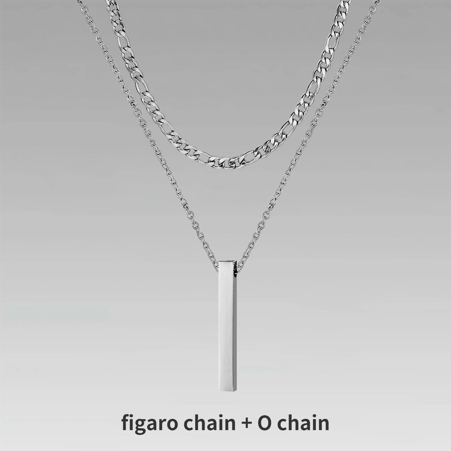 3D Vertical Bar Layered Necklace - Stainless Steel Geometric Pendant