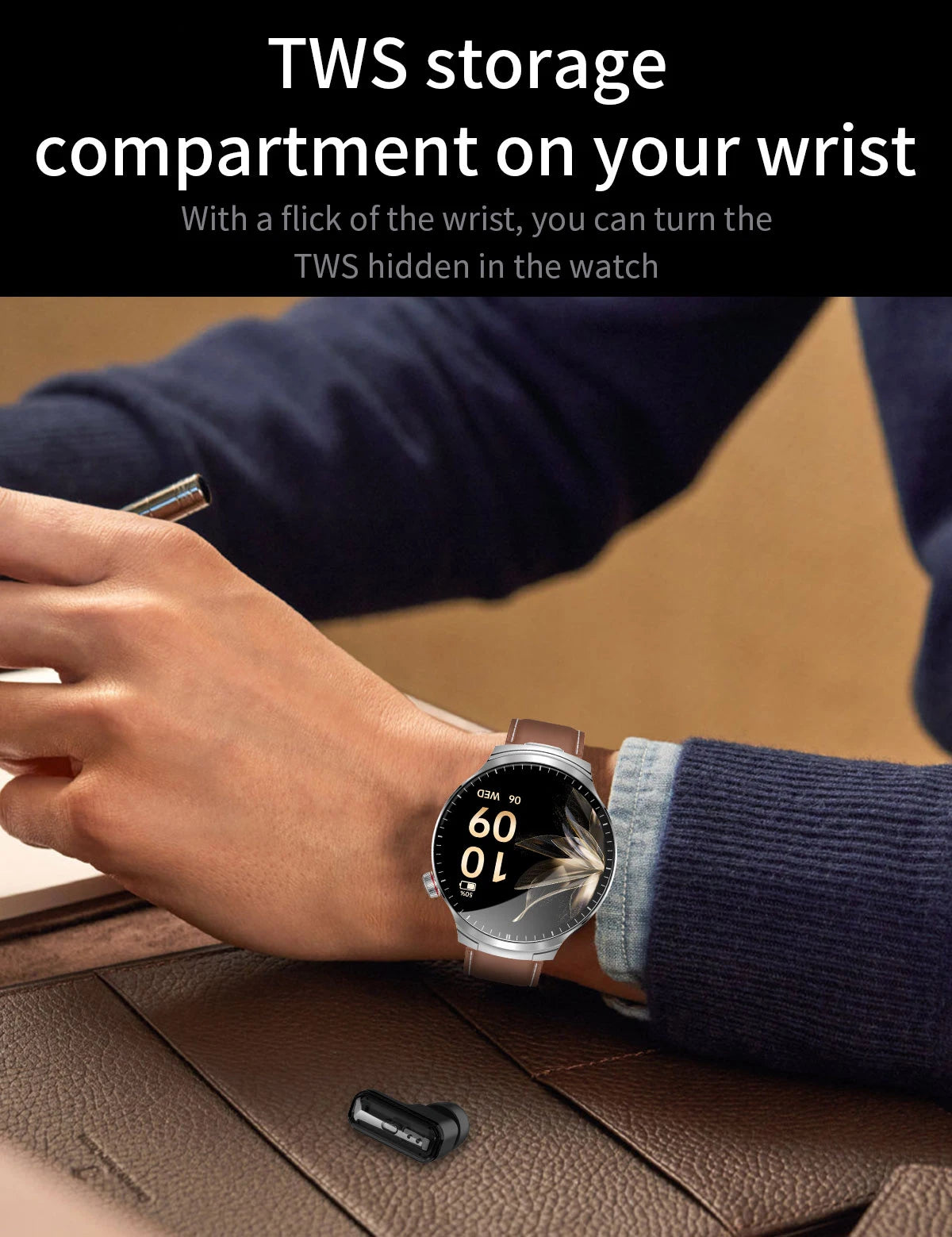 2-in-1 Smart Watch with Wireless Earbuds - Bluetooth Call & Health Monitor