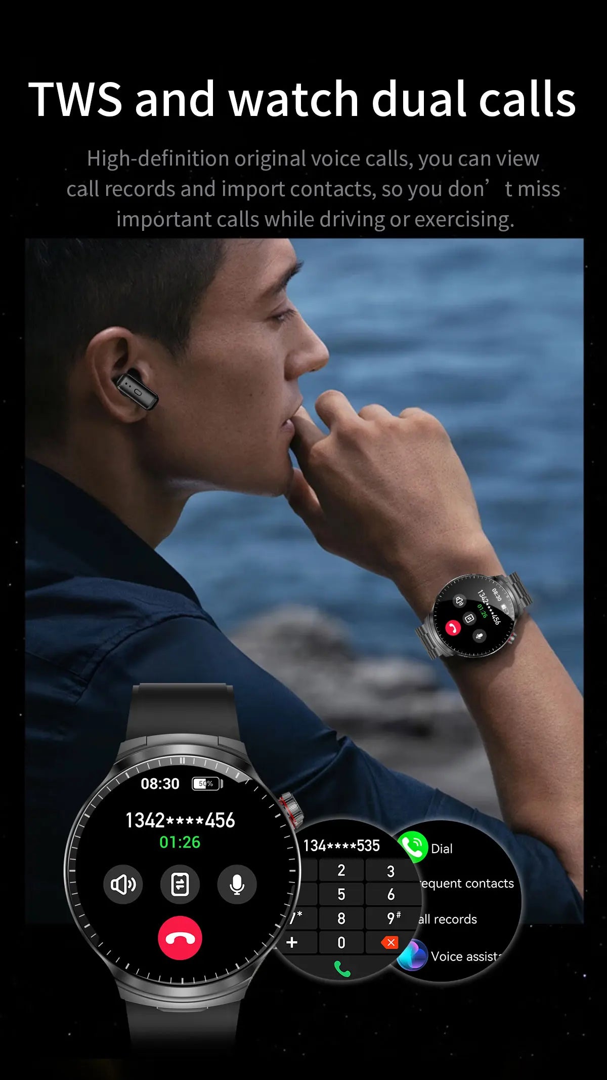 2-in-1 Smart Watch with Wireless Earbuds - Bluetooth Call & Health Monitor