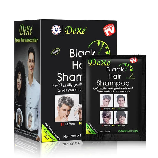 Dexe Fast Black Hair Dye Shampoo - 5 Minute Natural Color Restoration (10 Pack)