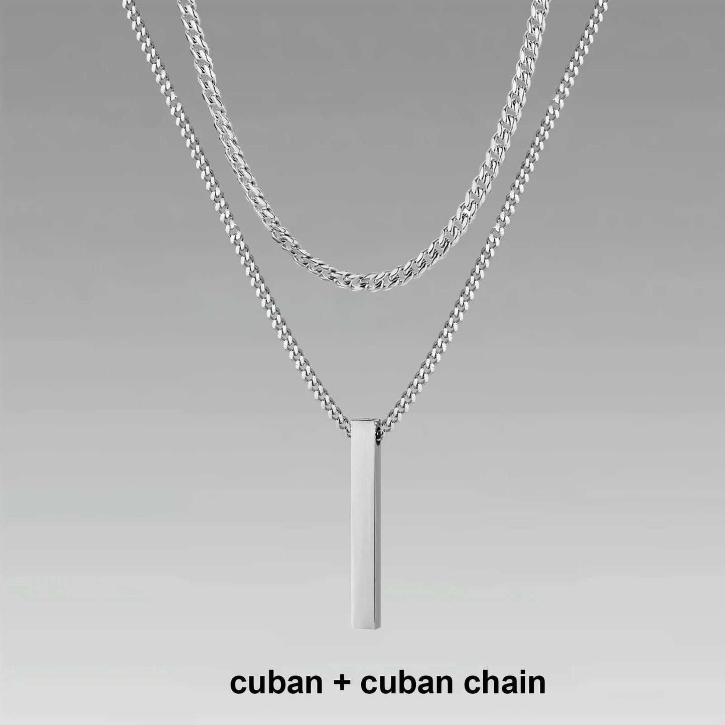 3D Vertical Bar Layered Necklace - Stainless Steel Geometric Pendant