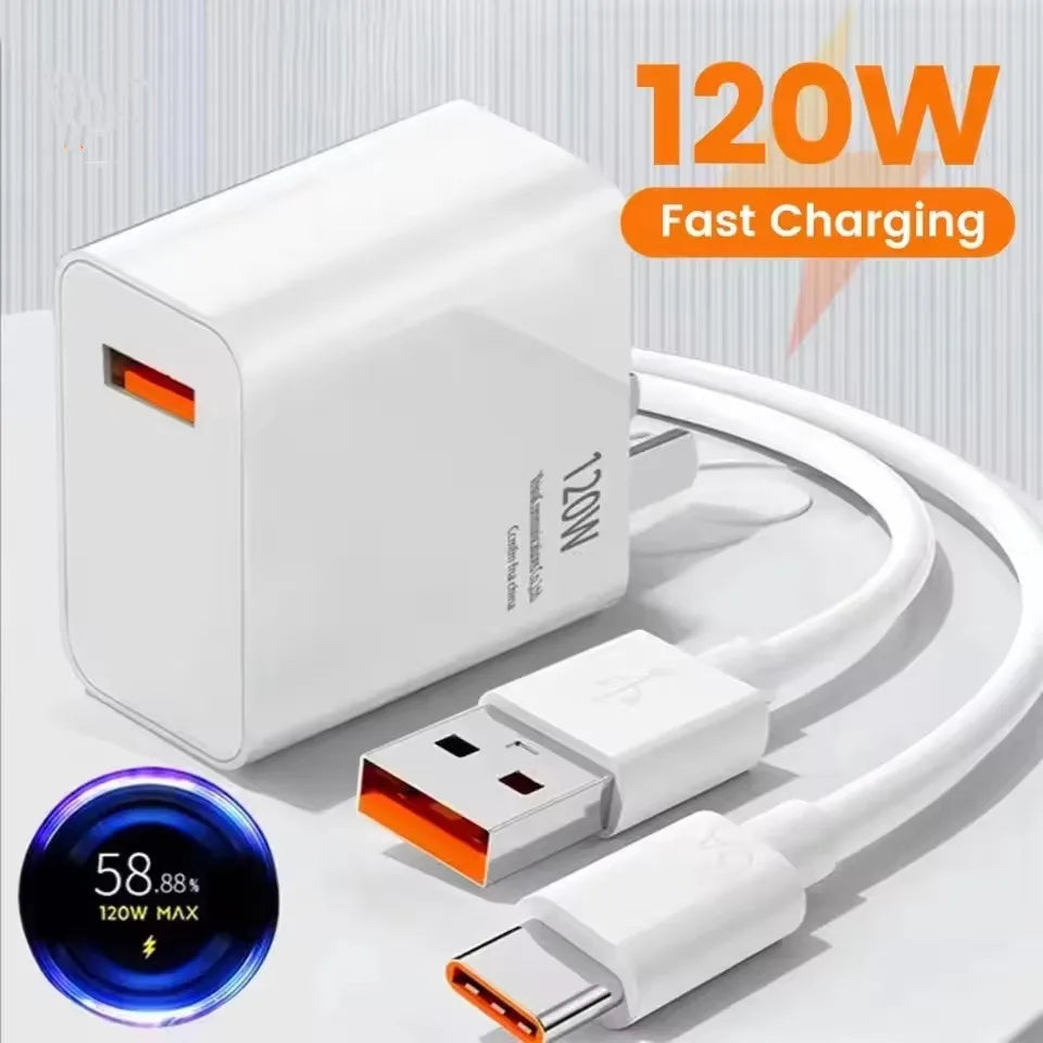 120W Turbo Fast Charger with 6A USB-C Cable