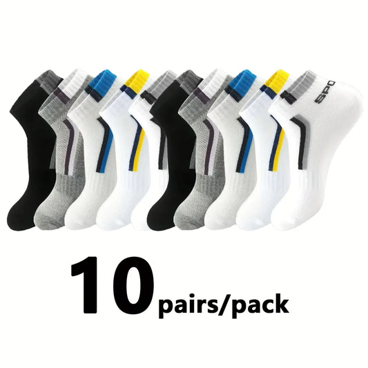 Men's Breathable Mesh Sports Socks - 10 Pairs Pack