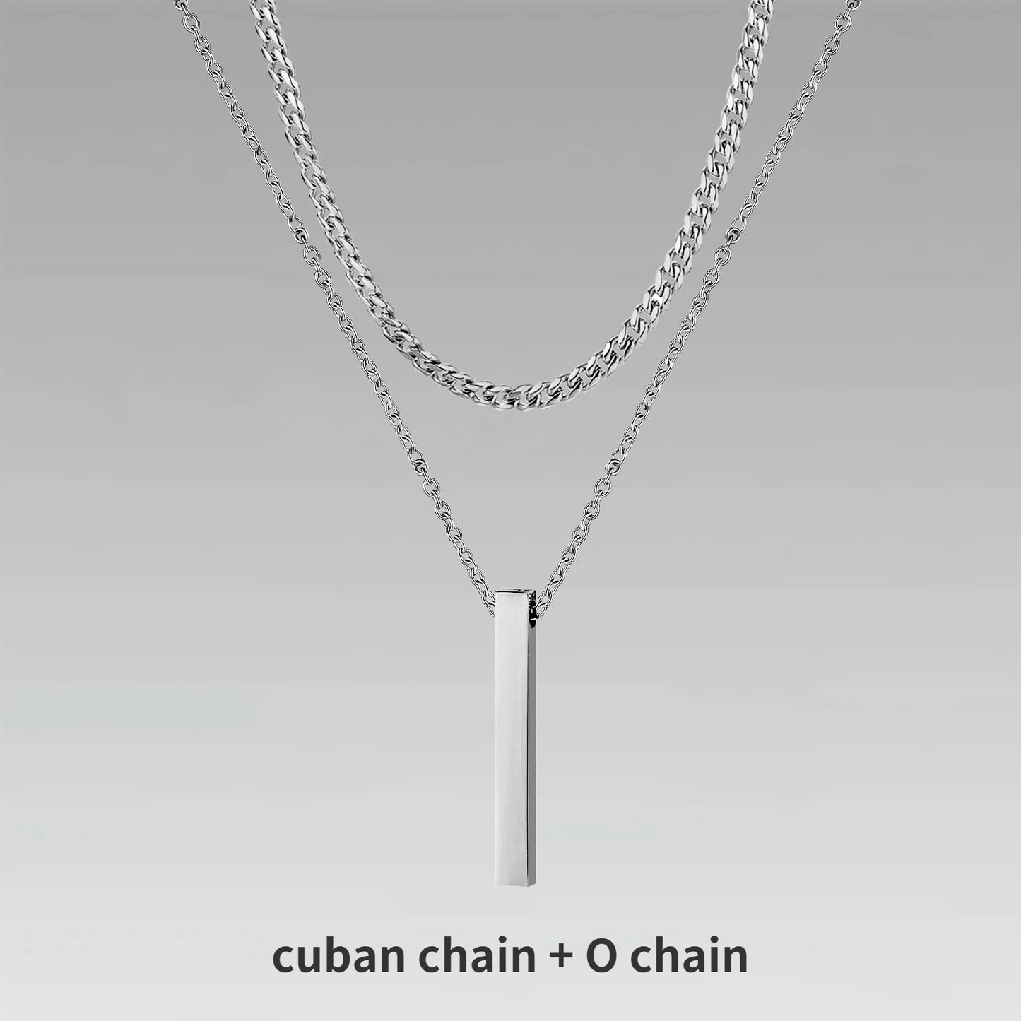 3D Vertical Bar Layered Necklace - Stainless Steel Geometric Pendant
