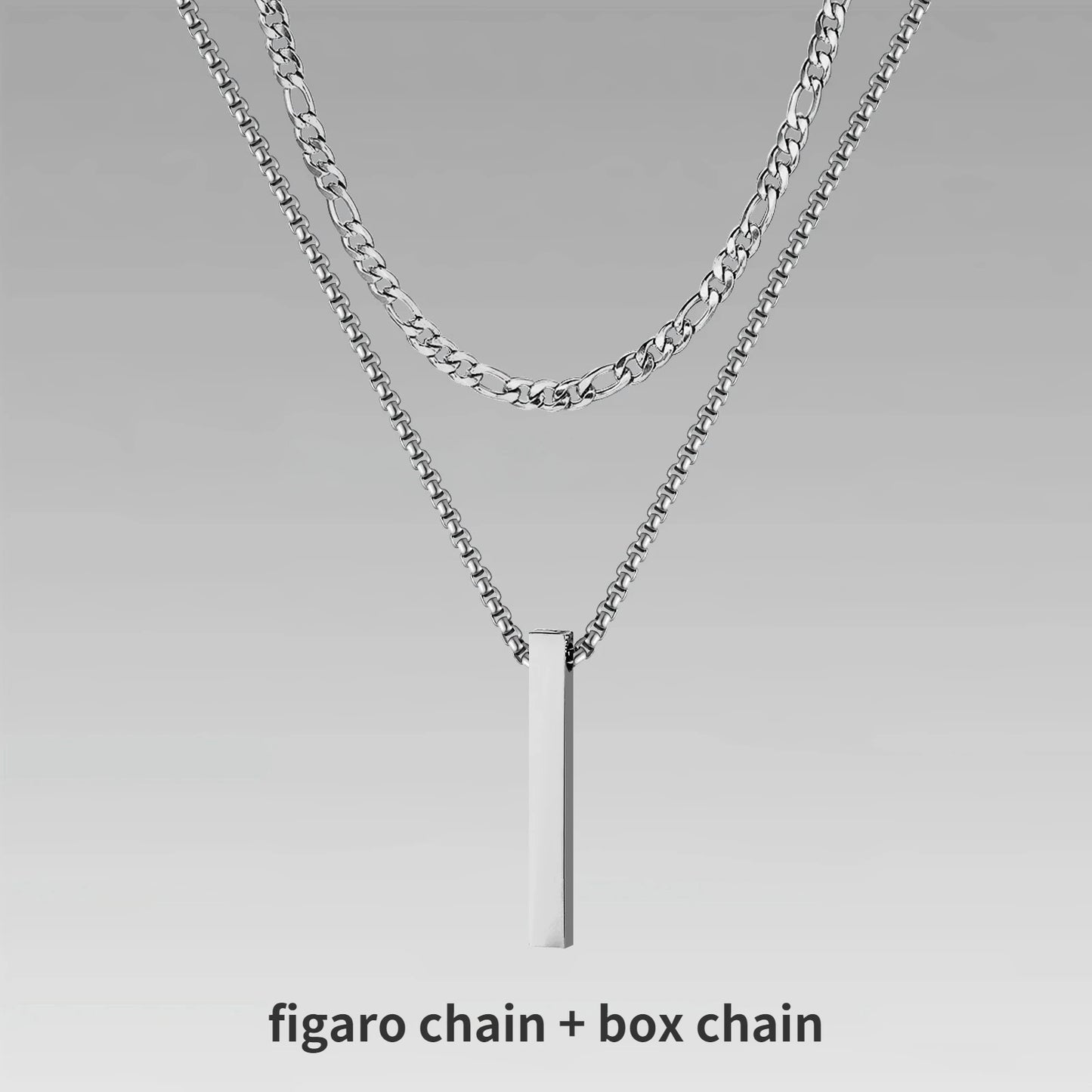 3D Vertical Bar Layered Necklace - Stainless Steel Geometric Pendant