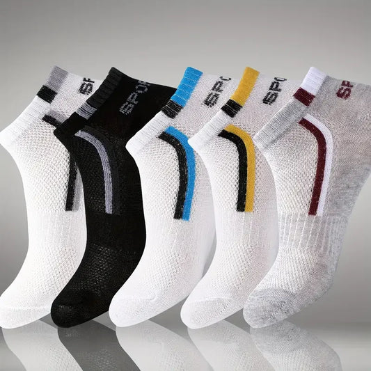 Men's Breathable Mesh Sports Socks - 10 Pairs Pack