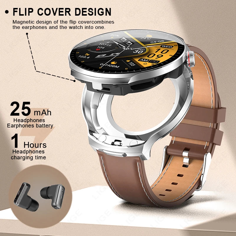2-in-1 Smart Watch with Wireless Earbuds - Bluetooth Call & Health Monitor