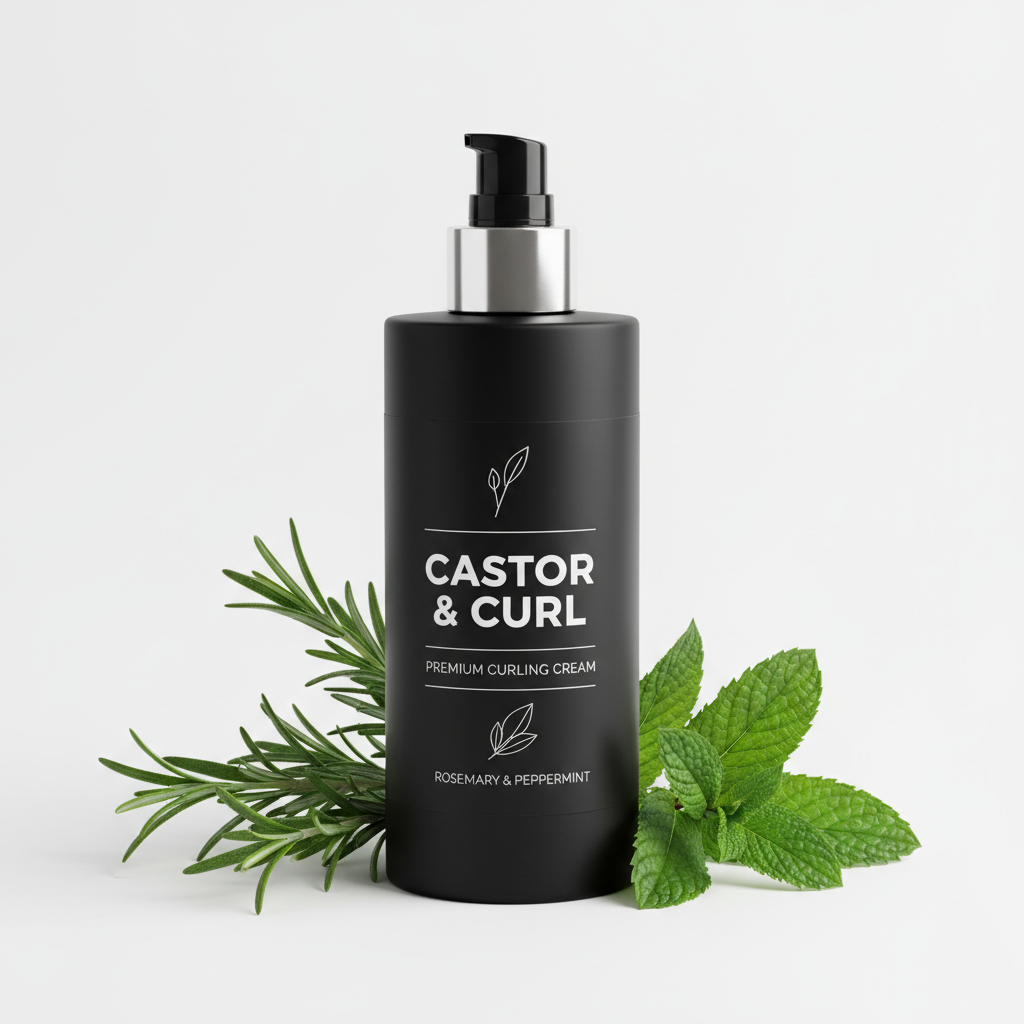 100ML Men's Castor Oil Curling Cream with Rosemary and Peppermint - Premium hair styling product for curl definition and control