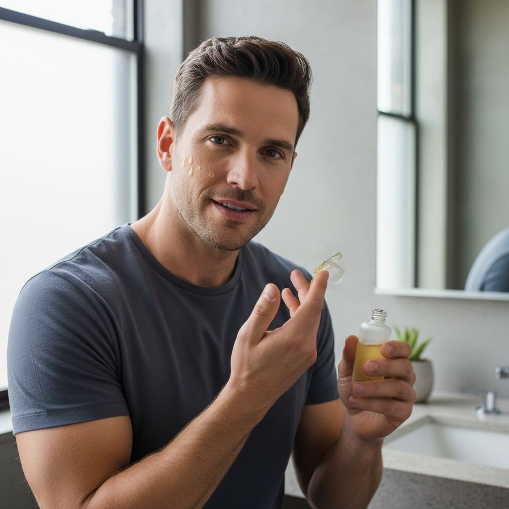 Man Applying Serum